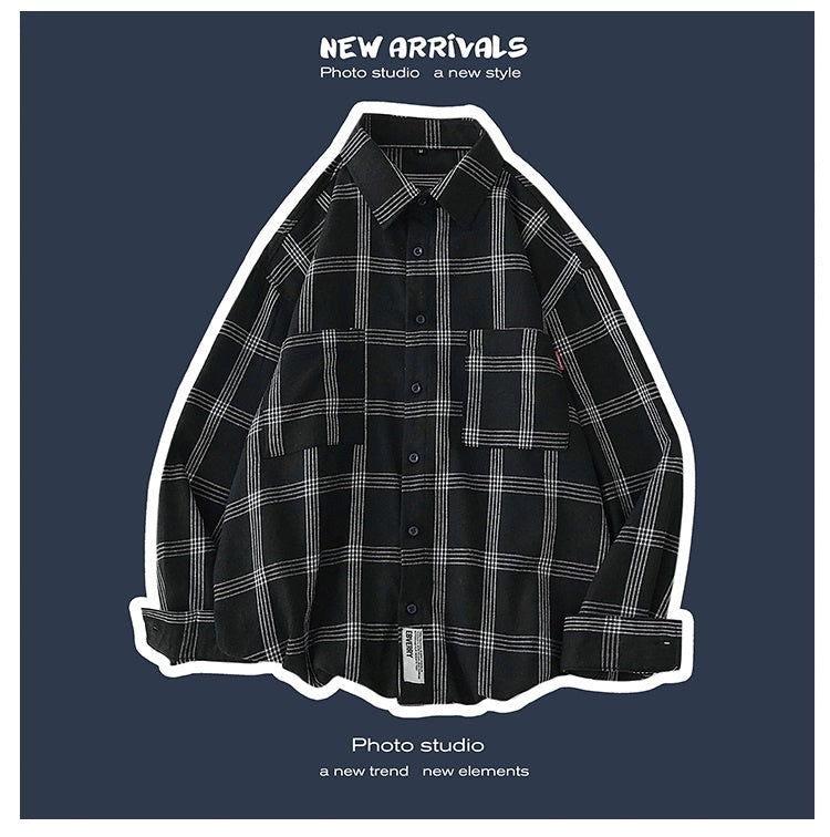 sanyamk Plaid Casual Shirts For Men Clothing Black Plaid Shirt Men Long Sleeve Shirt For Men Fasion M-5XL New Arrival