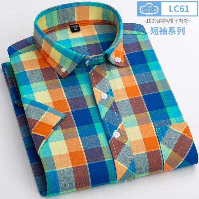 sanyamk New Arrival Fashion Super Large Summer 100% Cotton Plaid Young Men Summer Short Sleeve Casual Shirts Plus Size S-5XL 6XL 7XL 8XL