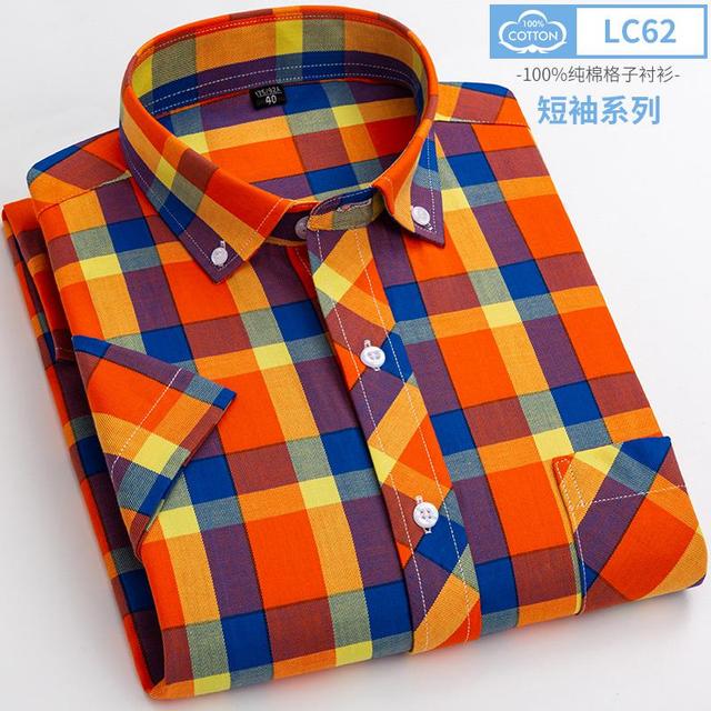 sanyamk New Arrival Fashion Super Large Summer 100% Cotton Plaid Young Men Summer Short Sleeve Casual Shirts Plus Size S-5XL 6XL 7XL 8XL