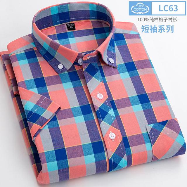 sanyamk New Arrival Fashion Super Large Summer 100% Cotton Plaid Young Men Summer Short Sleeve Casual Shirts Plus Size S-5XL 6XL 7XL 8XL