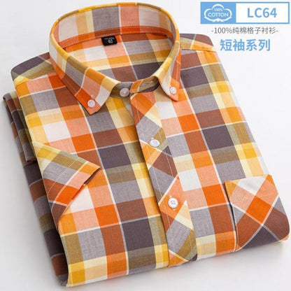 sanyamk New Arrival Fashion Super Large Summer 100% Cotton Plaid Young Men Summer Short Sleeve Casual Shirts Plus Size S-5XL 6XL 7XL 8XL