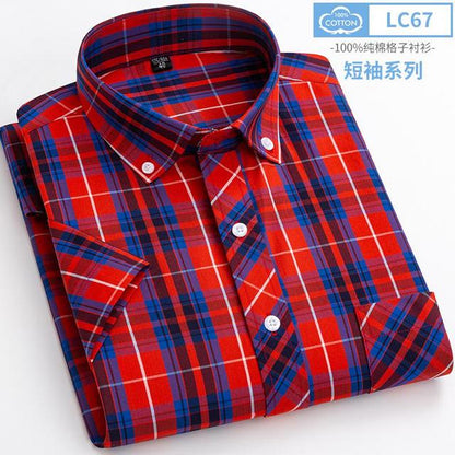 sanyamk New Arrival Fashion Super Large Summer 100% Cotton Plaid Young Men Summer Short Sleeve Casual Shirts Plus Size S-5XL 6XL 7XL 8XL