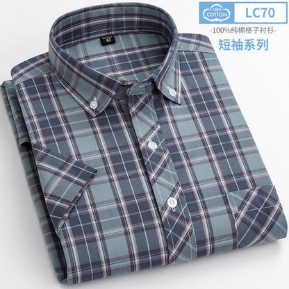 sanyamk New Arrival Fashion Super Large Summer 100% Cotton Plaid Young Men Summer Short Sleeve Casual Shirts Plus Size S-5XL 6XL 7XL 8XL