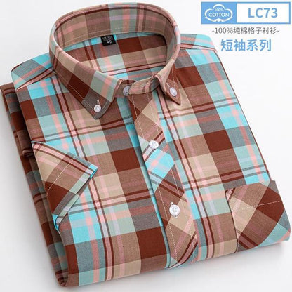 sanyamk New Arrival Fashion Super Large Summer 100% Cotton Plaid Young Men Summer Short Sleeve Casual Shirts Plus Size S-5XL 6XL 7XL 8XL