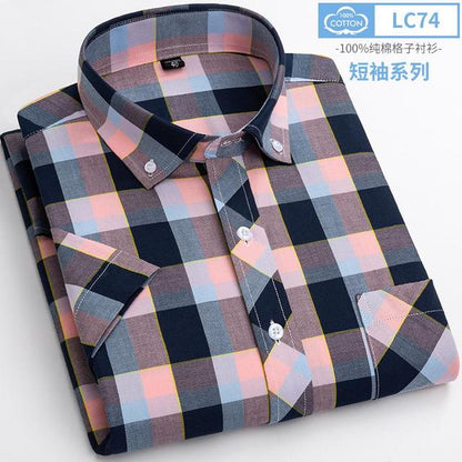 sanyamk New Arrival Fashion Super Large Summer 100% Cotton Plaid Young Men Summer Short Sleeve Casual Shirts Plus Size S-5XL 6XL 7XL 8XL