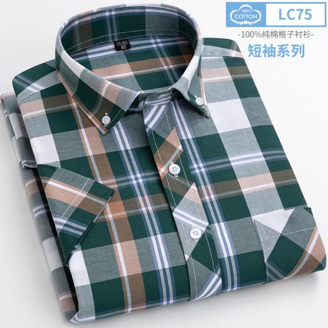 sanyamk New Arrival Fashion Super Large Summer 100% Cotton Plaid Young Men Summer Short Sleeve Casual Shirts Plus Size S-5XL 6XL 7XL 8XL