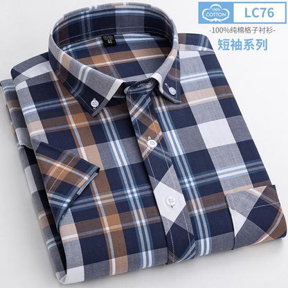 sanyamk New Arrival Fashion Super Large Summer 100% Cotton Plaid Young Men Summer Short Sleeve Casual Shirts Plus Size S-5XL 6XL 7XL 8XL