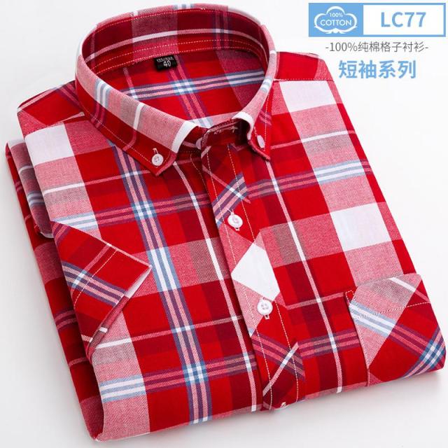 sanyamk New Arrival Fashion Super Large Summer 100% Cotton Plaid Young Men Summer Short Sleeve Casual Shirts Plus Size S-5XL 6XL 7XL 8XL