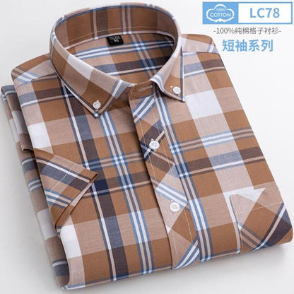 sanyamk New Arrival Fashion Super Large Summer 100% Cotton Plaid Young Men Summer Short Sleeve Casual Shirts Plus Size S-5XL 6XL 7XL 8XL