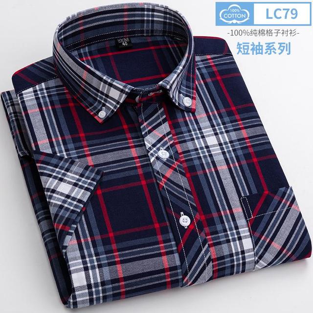 sanyamk New Arrival Fashion Super Large Summer 100% Cotton Plaid Young Men Summer Short Sleeve Casual Shirts Plus Size S-5XL 6XL 7XL 8XL