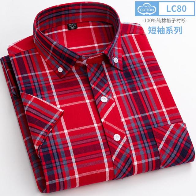 sanyamk New Arrival Fashion Super Large Summer 100% Cotton Plaid Young Men Summer Short Sleeve Casual Shirts Plus Size S-5XL 6XL 7XL 8XL