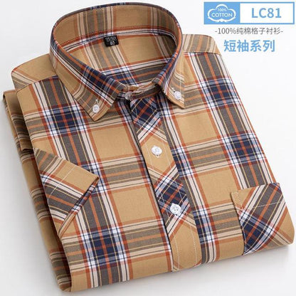 sanyamk New Arrival Fashion Super Large Summer 100% Cotton Plaid Young Men Summer Short Sleeve Casual Shirts Plus Size S-5XL 6XL 7XL 8XL