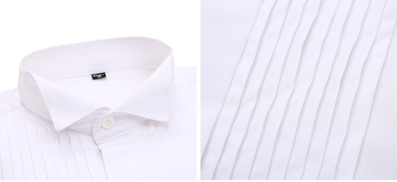 sanyamk White Men Tuxedo Shirt Regualr Fit Plus Size French Cufflinks Long Sleeve Luxury Wedding Party Male 6xl