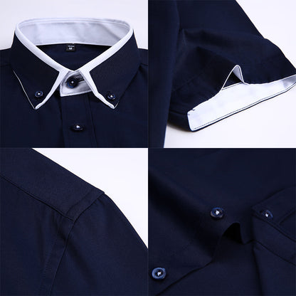 sanyamk Plus Size 5XL Summer Business Shirt Men Short Sleeves Button Up Shirt Turn-down Collar Casual Shirts Mens Clothing