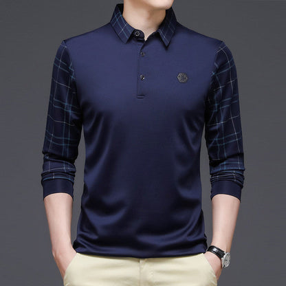 sanyamk New Fashion Solid Polo Shirt Men Korean Fashion Clothing Long Sleeve Casual Fit Slim Man Polo Shirt Button Collar Tops