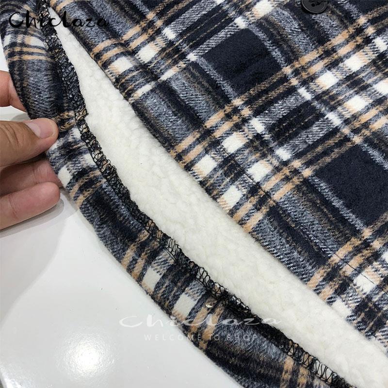 sanyamk Plaid Jacket Men&#39;s Autumn Winter Casual Fleece Warm Slim Fit Shirt Coats Male