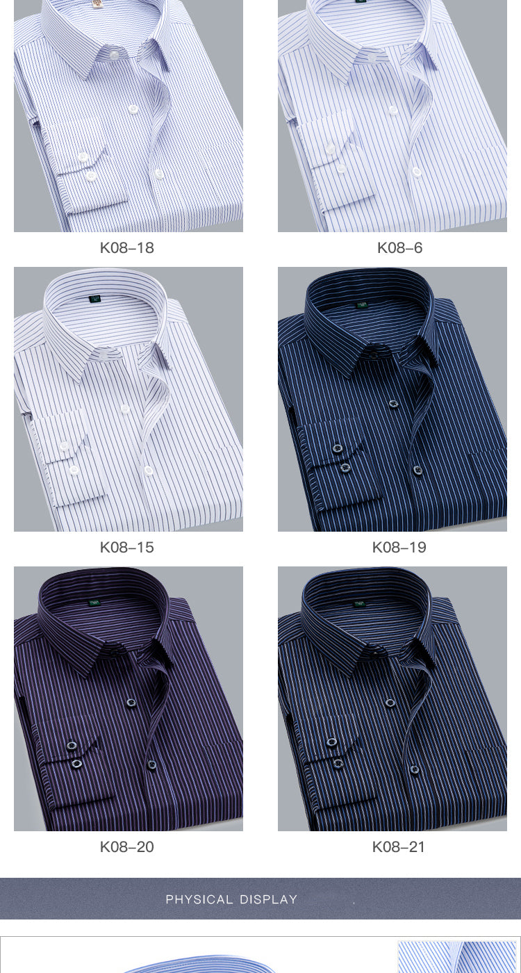 sanyamk Vertical Striped Mens Dress Shirts Long sleeve classic collar Regular Fit business Men&#39;s Work Shirt Oversized 8XL Man Clothes