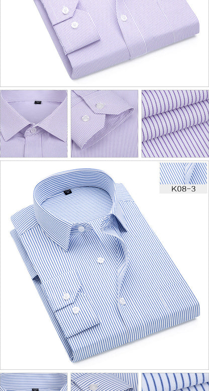 sanyamk Vertical Striped Mens Dress Shirts Long sleeve classic collar Regular Fit business Men&#39;s Work Shirt Oversized 8XL Man Clothes