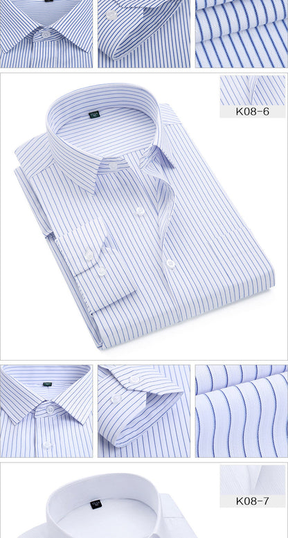 sanyamk Vertical Striped Mens Dress Shirts Long sleeve classic collar Regular Fit business Men&#39;s Work Shirt Oversized 8XL Man Clothes