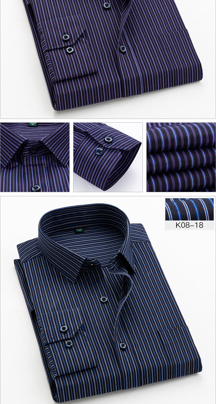 sanyamk Vertical Striped Mens Dress Shirts Long sleeve classic collar Regular Fit business Men&#39;s Work Shirt Oversized 8XL Man Clothes