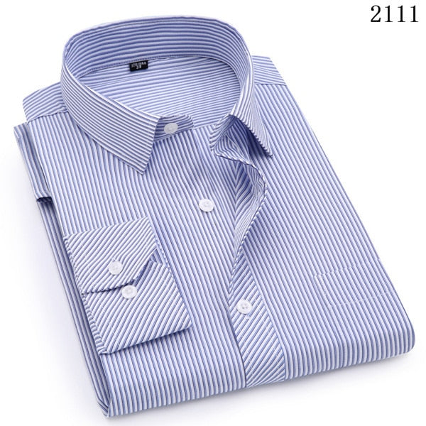 sanyamk Plus Large Size 8XL 7XL 6XL 5XL 4XL Slim Fit Mens Business Casual Long Sleeved Shirt Classic Striped Male Social Dress Shirts