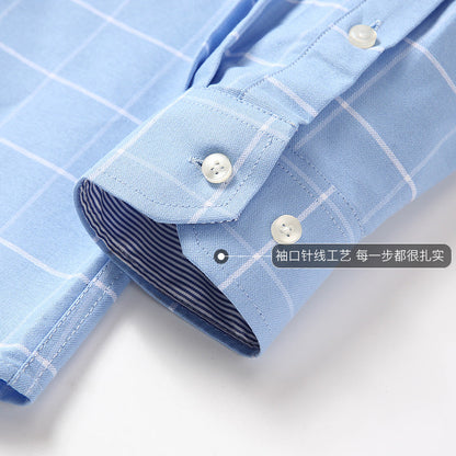 sanyamk Mens Striped Shirts 100% Cotton Oxford Long Sleeve Plaid Solid Color Casual Shirts for Business Men Daily Use Camisas Hombre