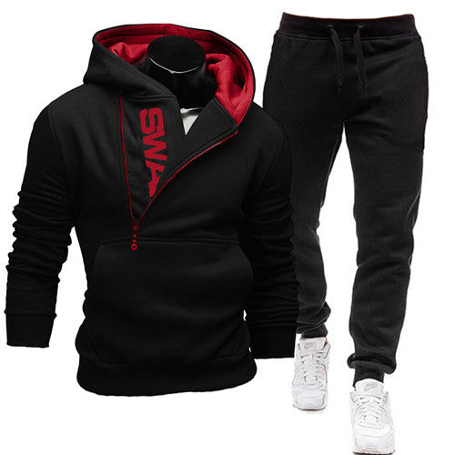 sanyamk Men Casual Tracksuit Sweatshirt+Sweatpant 2 Pieces Set Men&#39;s Sportswear Outfit Autumn Winter Hooded Male Pullover Hhoodies Suit