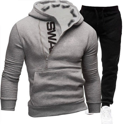 sanyamk Men Casual Tracksuit Sweatshirt+Sweatpant 2 Pieces Set Men&#39;s Sportswear Outfit Autumn Winter Hooded Male Pullover Hhoodies Suit