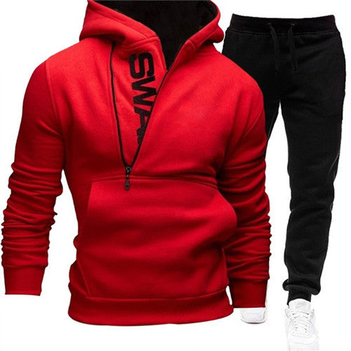 sanyamk Men Casual Tracksuit Sweatshirt+Sweatpant 2 Pieces Set Men&#39;s Sportswear Outfit Autumn Winter Hooded Male Pullover Hhoodies Suit