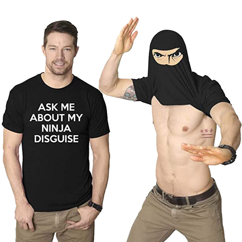 sanyamk XS-5XL Mens Ask Me About My Ninja Disguise Flip T Shirt Funny Costume Graphic Men&#39;s cotton T-Shirt Humor Gift Women Top Tee