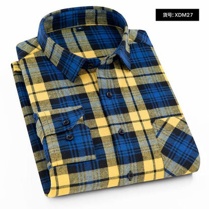 sanyamk 2022 Spring Autumn 100% Cotton  New Male Casual Long Sleeve Shirt Warm Man Clothes Flannel Plaid Shirt Men Plus Size 3XL 4XL