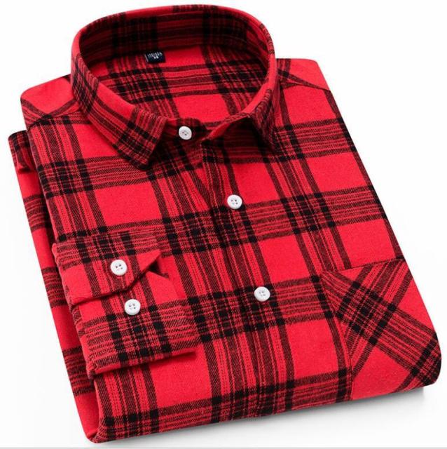 sanyamk 2022 Spring Autumn 100% Cotton  New Male Casual Long Sleeve Shirt Warm Man Clothes Flannel Plaid Shirt Men Plus Size 3XL 4XL