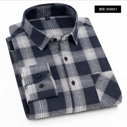 sanyamk 2022 Spring Autumn 100% Cotton  New Male Casual Long Sleeve Shirt Warm Man Clothes Flannel Plaid Shirt Men Plus Size 3XL 4XL