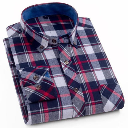 sanyamk 2022 Spring Autumn 100% Cotton  New Male Casual Long Sleeve Shirt Warm Man Clothes Flannel Plaid Shirt Men Plus Size 3XL 4XL