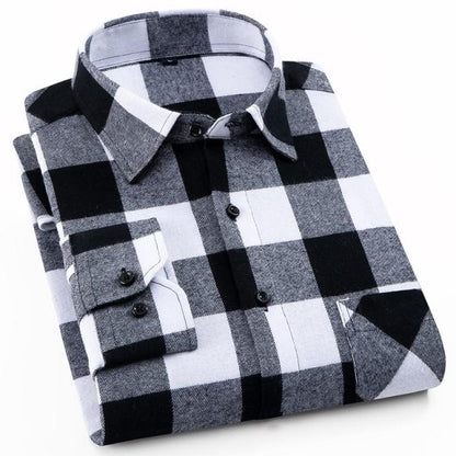 sanyamk 2022 Spring Autumn 100% Cotton  New Male Casual Long Sleeve Shirt Warm Man Clothes Flannel Plaid Shirt Men Plus Size 3XL 4XL