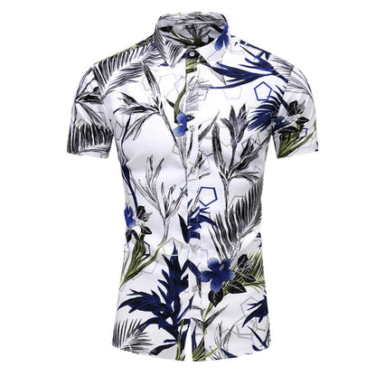 sanyamk Fashion 9 Style Design Short Sleeve Casual Shirt Men&#39;s Print Beach Blouse 2022 Summer Clothing Plus Asian Size M-XXXL 4XL 5XL