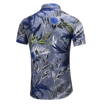 sanyamk Fashion 9 Style Design Short Sleeve Casual Shirt Men&#39;s Print Beach Blouse 2022 Summer Clothing Plus Asian Size M-XXXL 4XL 5XL