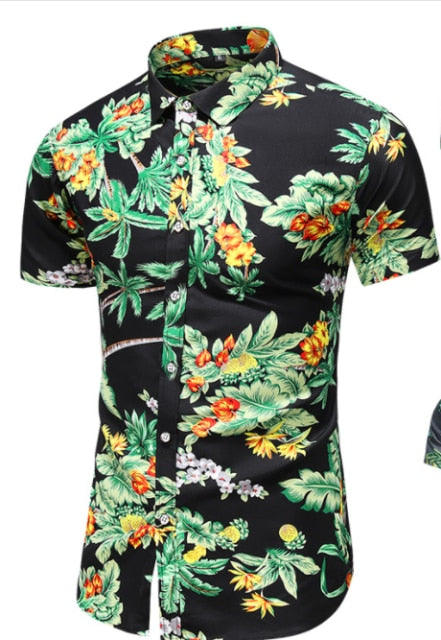 sanyamk Fashion 9 Style Design Short Sleeve Casual Shirt Men&#39;s Print Beach Blouse 2022 Summer Clothing Plus Asian Size M-XXXL 4XL 5XL