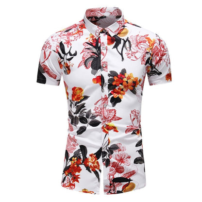 sanyamk Fashion 9 Style Design Short Sleeve Casual Shirt Men&#39;s Print Beach Blouse 2022 Summer Clothing Plus Asian Size M-XXXL 4XL 5XL