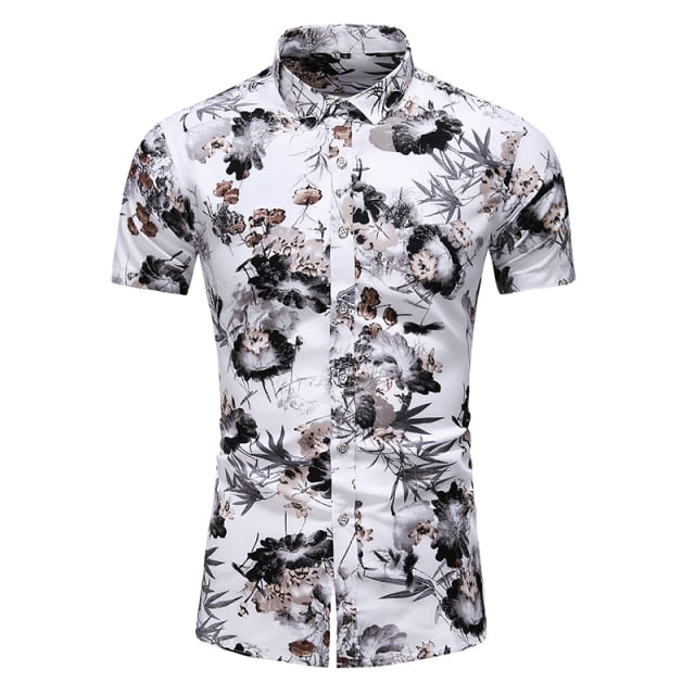 sanyamk Fashion 9 Style Design Short Sleeve Casual Shirt Men&#39;s Print Beach Blouse 2022 Summer Clothing Plus Asian Size M-XXXL 4XL 5XL