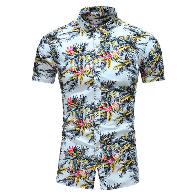 sanyamk Fashion 9 Style Design Short Sleeve Casual Shirt Men&#39;s Print Beach Blouse 2022 Summer Clothing Plus Asian Size M-XXXL 4XL 5XL