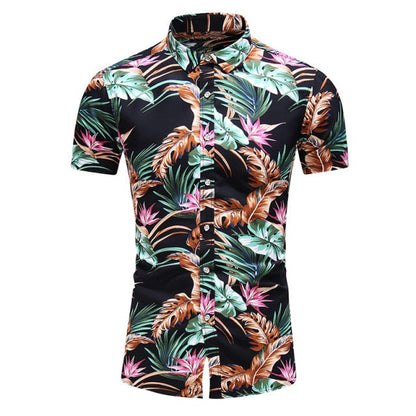 sanyamk Fashion 9 Style Design Short Sleeve Casual Shirt Men&#39;s Print Beach Blouse 2022 Summer Clothing Plus Asian Size M-XXXL 4XL 5XL