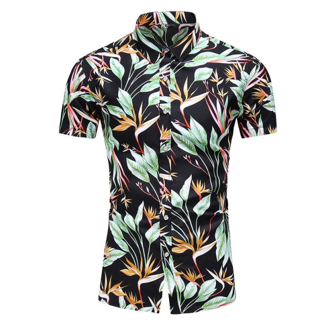 sanyamk Fashion 9 Style Design Short Sleeve Casual Shirt Men&#39;s Print Beach Blouse 2022 Summer Clothing Plus Asian Size M-XXXL 4XL 5XL