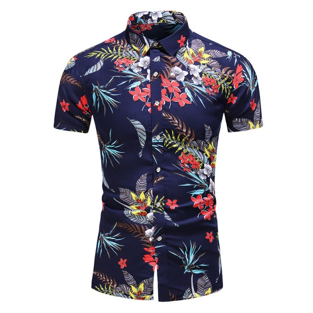 sanyamk Fashion 9 Style Design Short Sleeve Casual Shirt Men&#39;s Print Beach Blouse 2022 Summer Clothing Plus Asian Size M-XXXL 4XL 5XL