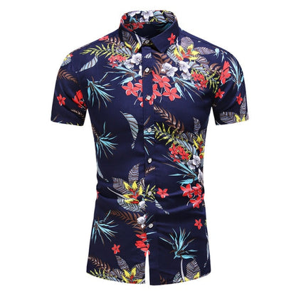 sanyamk Fashion 9 Style Design Short Sleeve Casual Shirt Men&#39;s Print Beach Blouse 2022 Summer Clothing Plus Asian Size M-XXXL 4XL 5XL