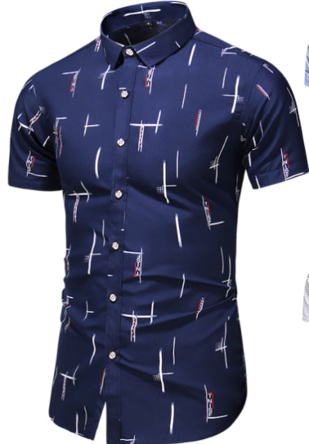 sanyamk Fashion 9 Style Design Short Sleeve Casual Shirt Men&#39;s Print Beach Blouse 2022 Summer Clothing Plus Asian Size M-XXXL 4XL 5XL