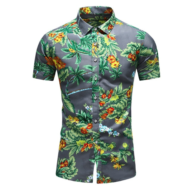 sanyamk Fashion 9 Style Design Short Sleeve Casual Shirt Men&#39;s Print Beach Blouse 2022 Summer Clothing Plus Asian Size M-XXXL 4XL 5XL