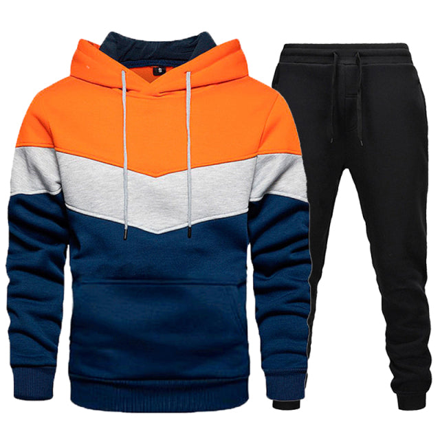 sanyamk Men&#39;s Tracksuit Casual Hoodies and Sweatpants Two Piece Sets Winter Sports Suit Outdoor Sweatshirt Set Fashion Male Clothing