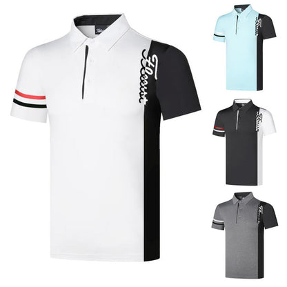 sanyamk New Men&#39;s Golf Shirt Summer Sports Golf Apparel Short Sleeve T-shirt Quick Dry Breathable Polo Shirts for Men Golf Wear