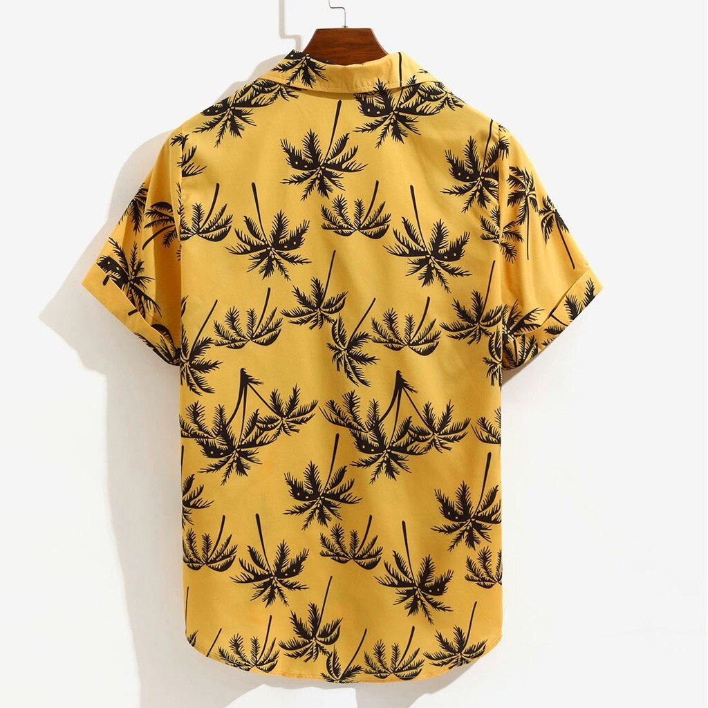 sanyamk  Mens Hawaiian Printed Shirt Summer Fashionable Loose Beachwear Short Sleeve Casual Buttons Shirt 2022 футболка мужская